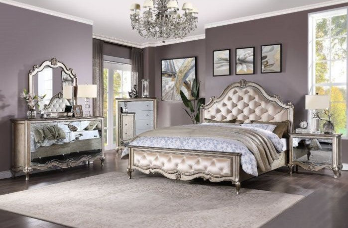 Acme Furniture Esteban Bedroom Collection - Champagne Finish
