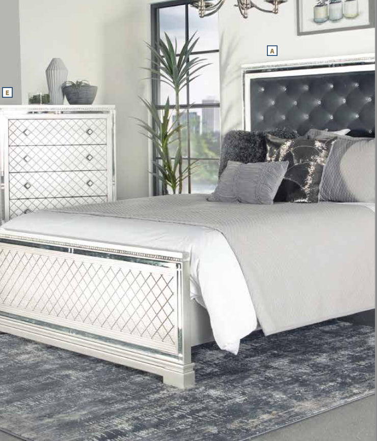 Coaster Furniture Eleanor Bling Bedroom Collection - Silver Velvet