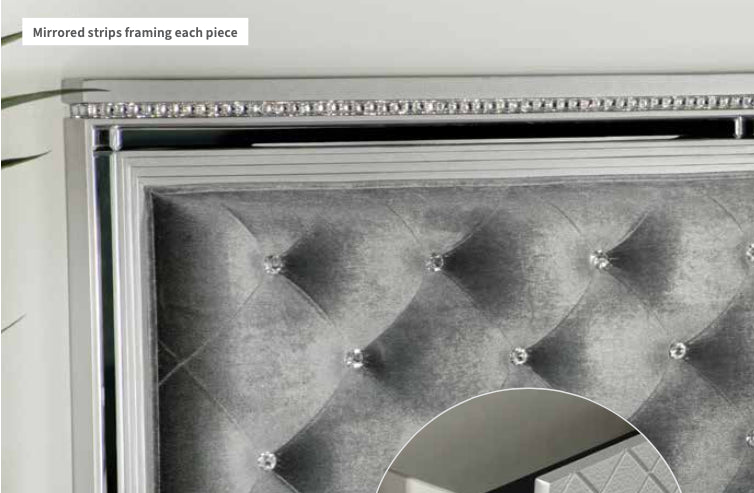 Coaster Furniture Eleanor Bling Bedroom Collection - Silver Velvet
