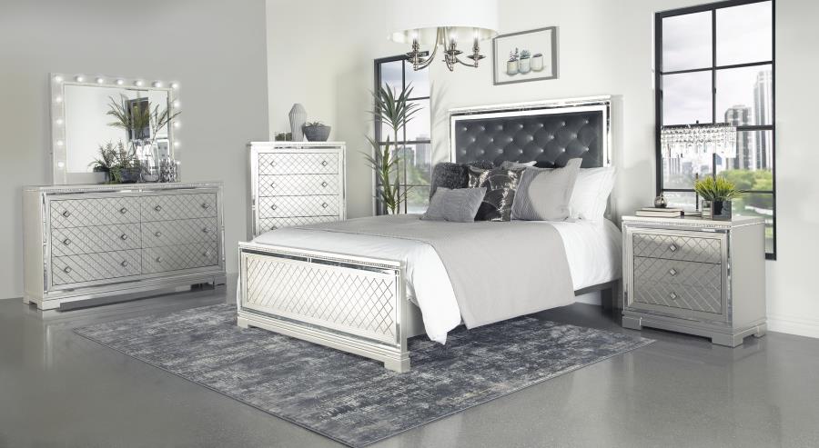 Coaster Furniture Eleanor Bling Bedroom Collection - Silver Velvet