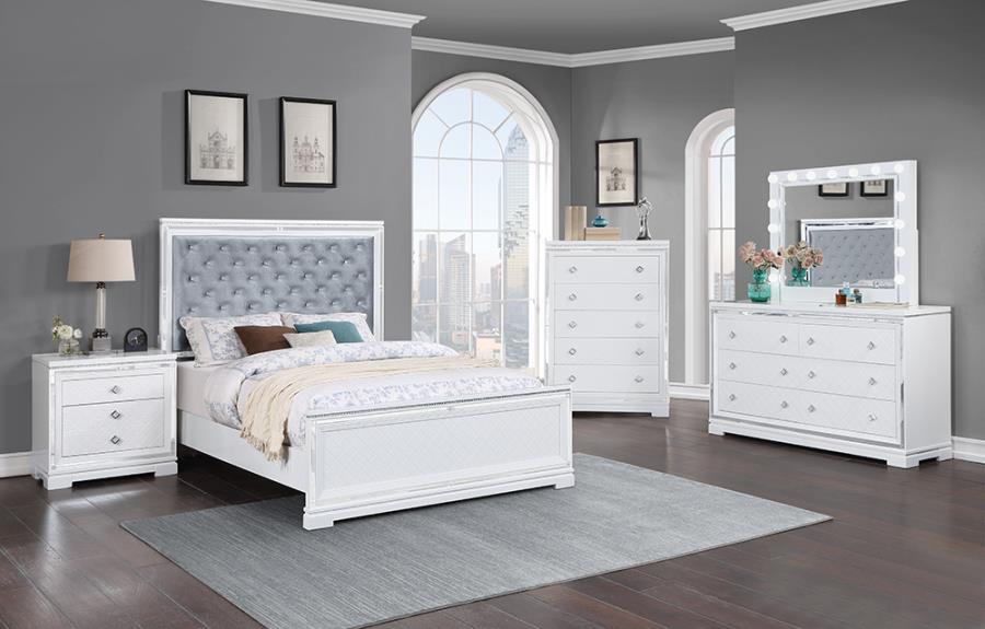 Coaster Furniture Eleanor Bling Bedroom Collection - Silver Velvet