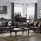 McFerran Home SF2268 Sofá y Loveseat - Cuero marrón oscuro