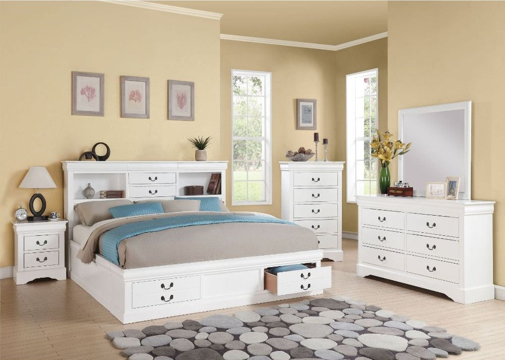 Louis Phillipe 4 Pc Bedroom Set - White Finish