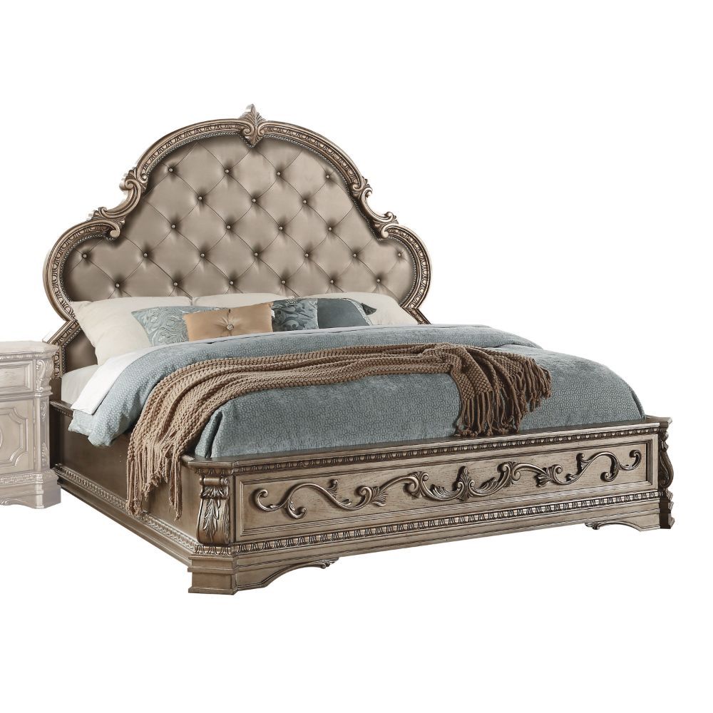 Acme Northville Bedroom Collection Antique Silver - Nailhead Trim