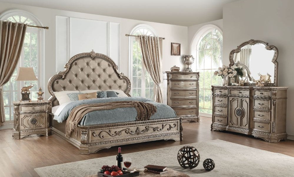 Acme Northville Bedroom Collection Antique Silver - Nailhead Trim