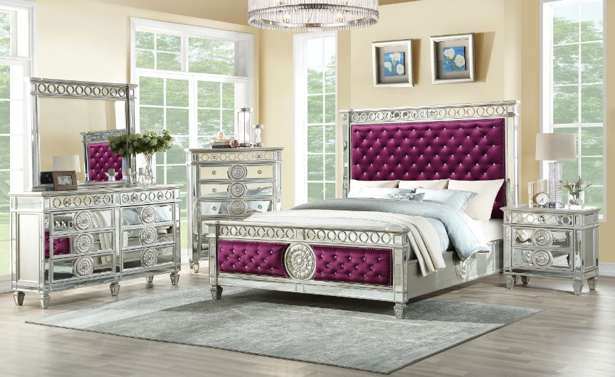 Varian Bedroom Collection by Acme Furniture - Mirrored/Silver Finish