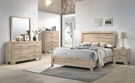 Colección de dormitorio Miquell de 4 piezas - Acabado natural o roble