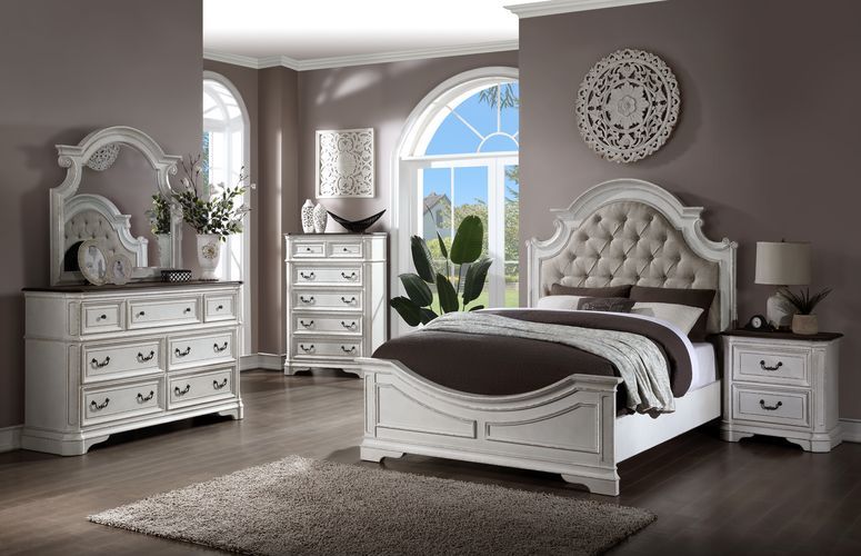 Acme Florian Classic Design Bedroom Collection - Antique White Finish