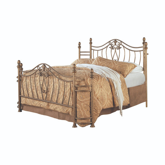 Sydney Metal Headboard-Footboard - Antique Gold Finish