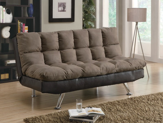 Elise Biscuit Tufted Back Sofa Bed - Brown Microfiber