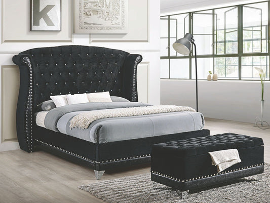 Cama de terciopelo blanco o negro Barzini - Nailhead Trim