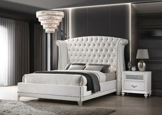 Barzini 300843 Cama de terciopelo blanco con respaldo de posavasos