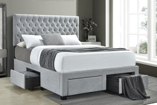 Soledad Upholstered Bed - Light Grey or Charcoal
