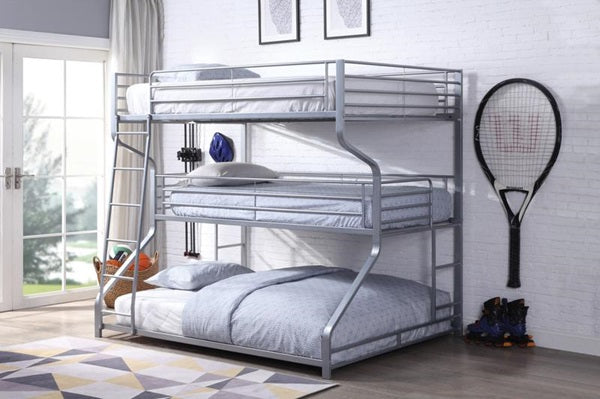 Caius II 3 Layer Bunk Bed - Silver or Gunmetal Finish
