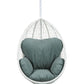 Simona Swing Chair - Green Fabric White Wicker