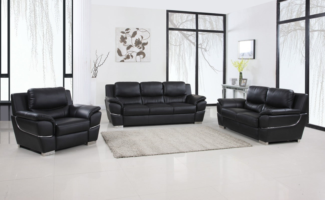 4572 Sofa Collection - Black Leather