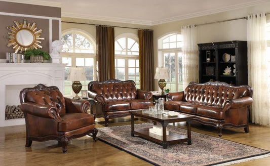 Coaster Furniture Grupo de sofás para sala de estar Victoria - Cuero de primera calidad