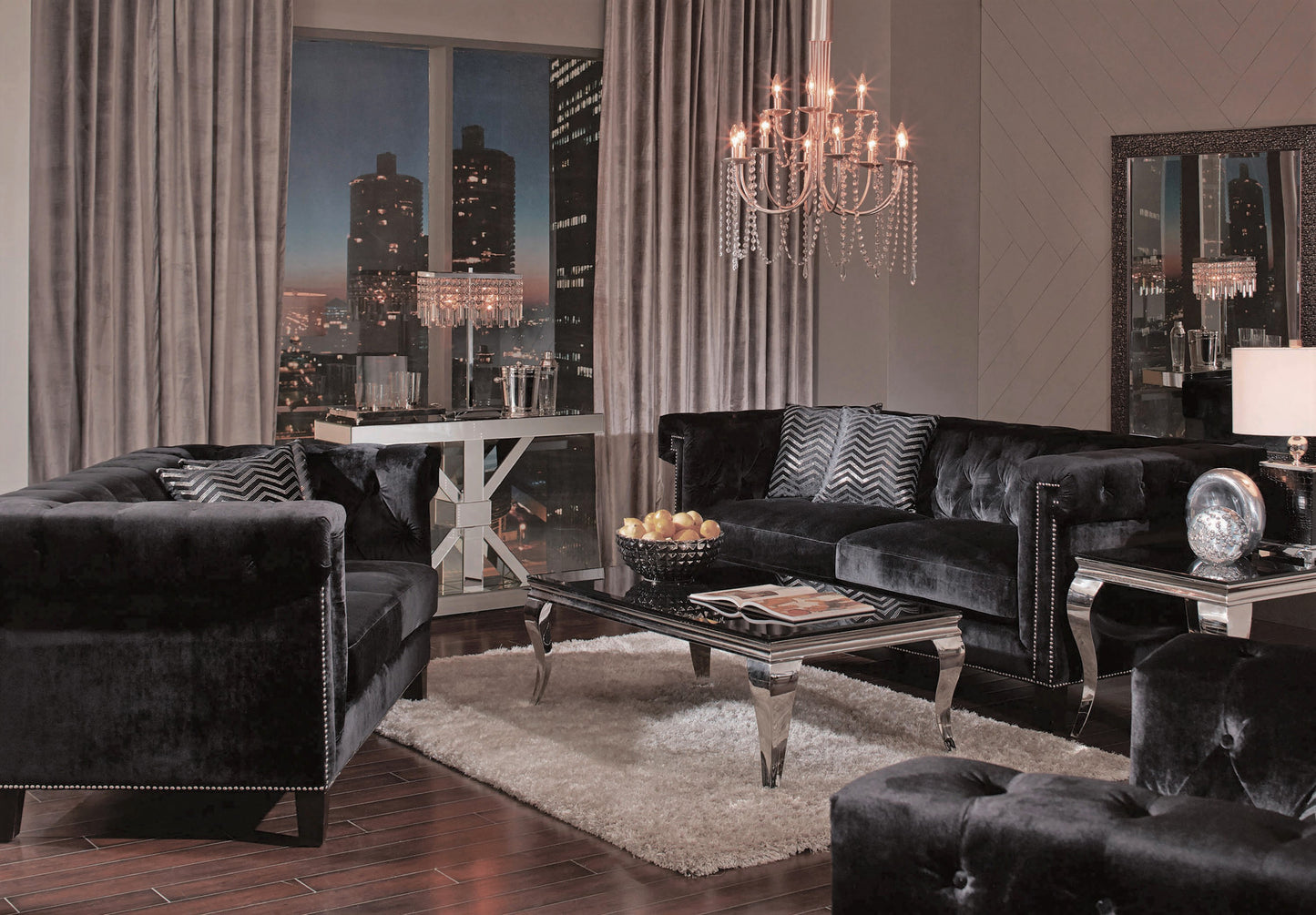 Reventlow Black Velvet Sofa Collection - Coaster Furniture