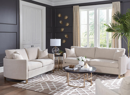 Corliss Upholstered Arched Arms Sofa Collection - Beige Chenille