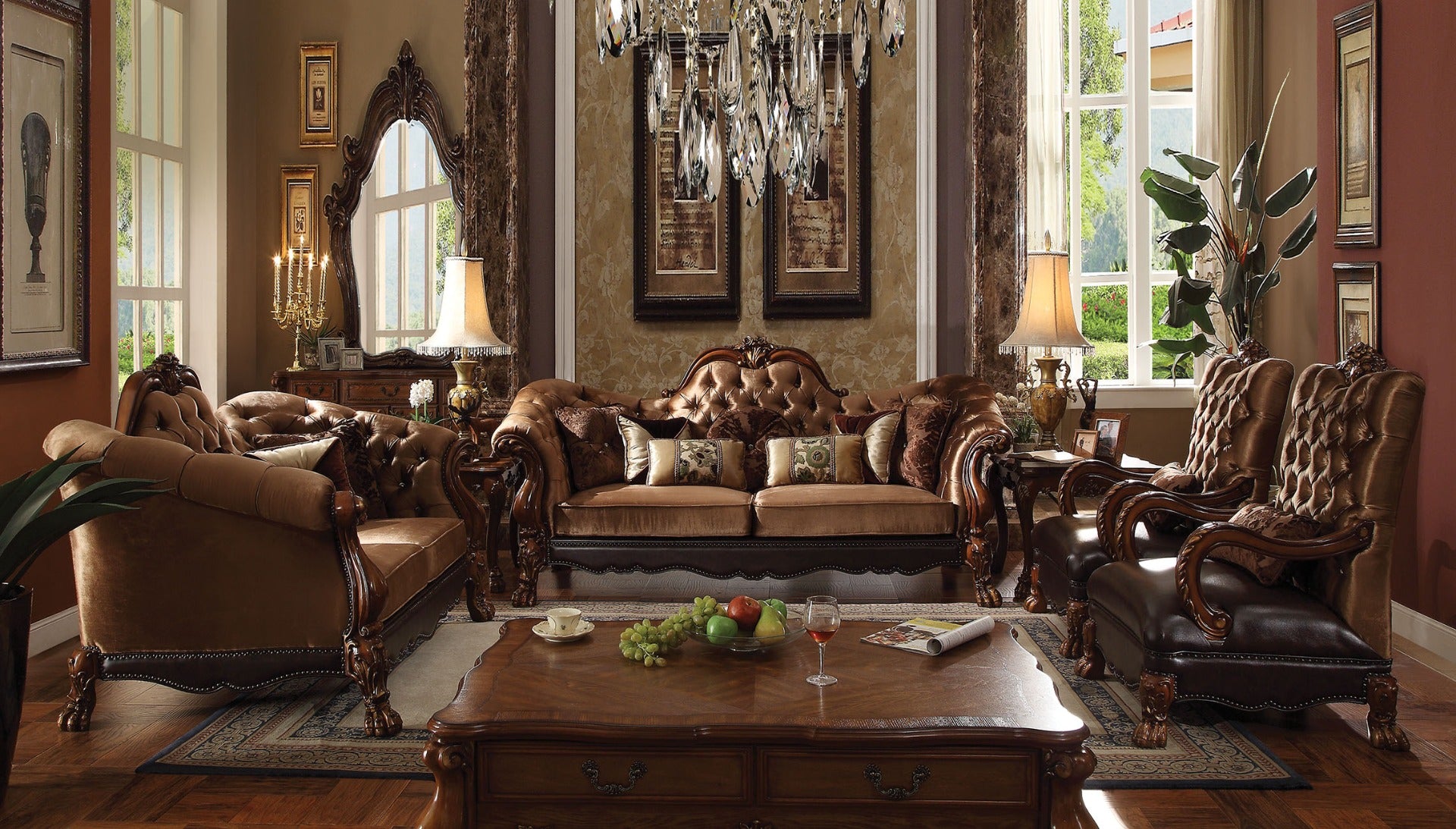 Dresden Sofa Collection ~ Cherry Oak Finish - Acme Furniture