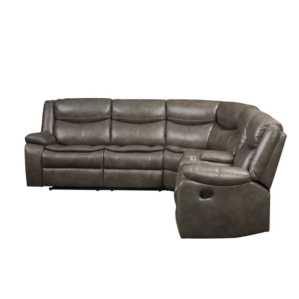 Tavin Motion Sectional Acme 52540 - Gray Leather-Aire
