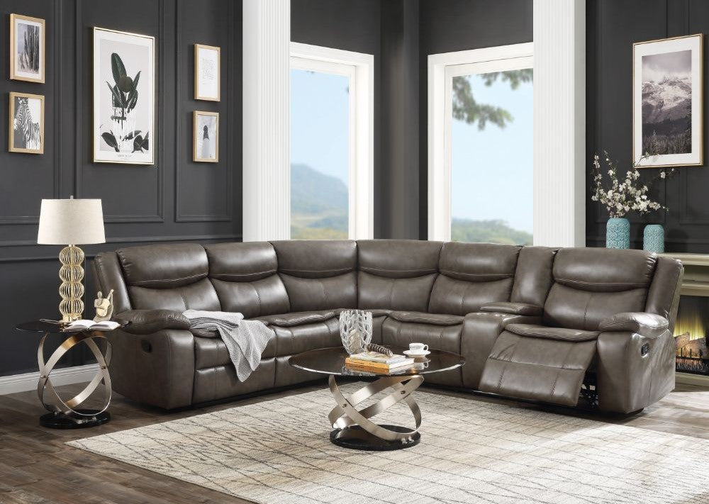Tavin Motion Sectional Acme 52540 - Gray Leather-Aire