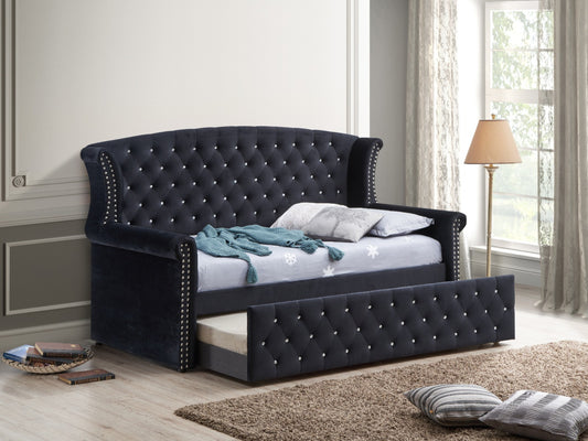 Crown Mark 5333 Lucinda Twin Black Velvet Daybed