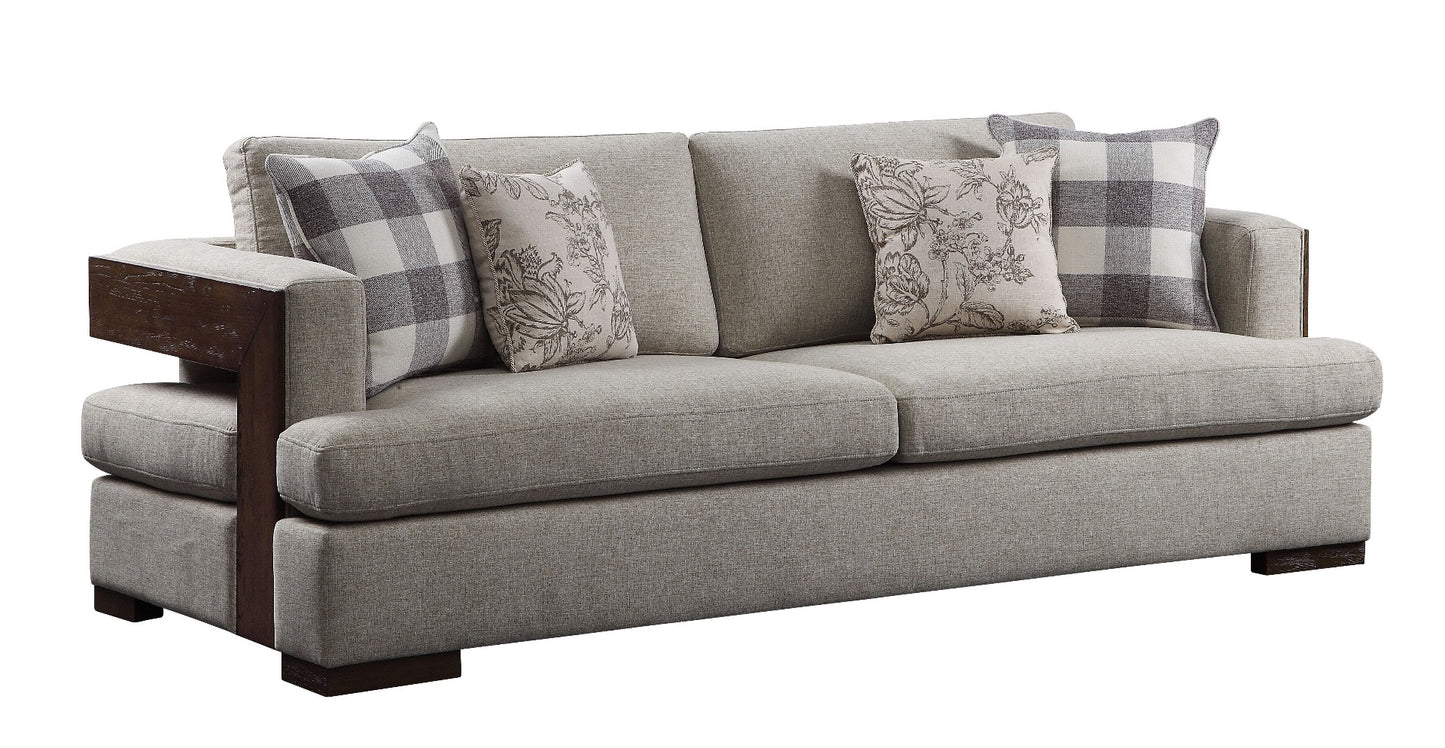 Acme Niamey Sofa Collection - Fabric & Cherry Finish