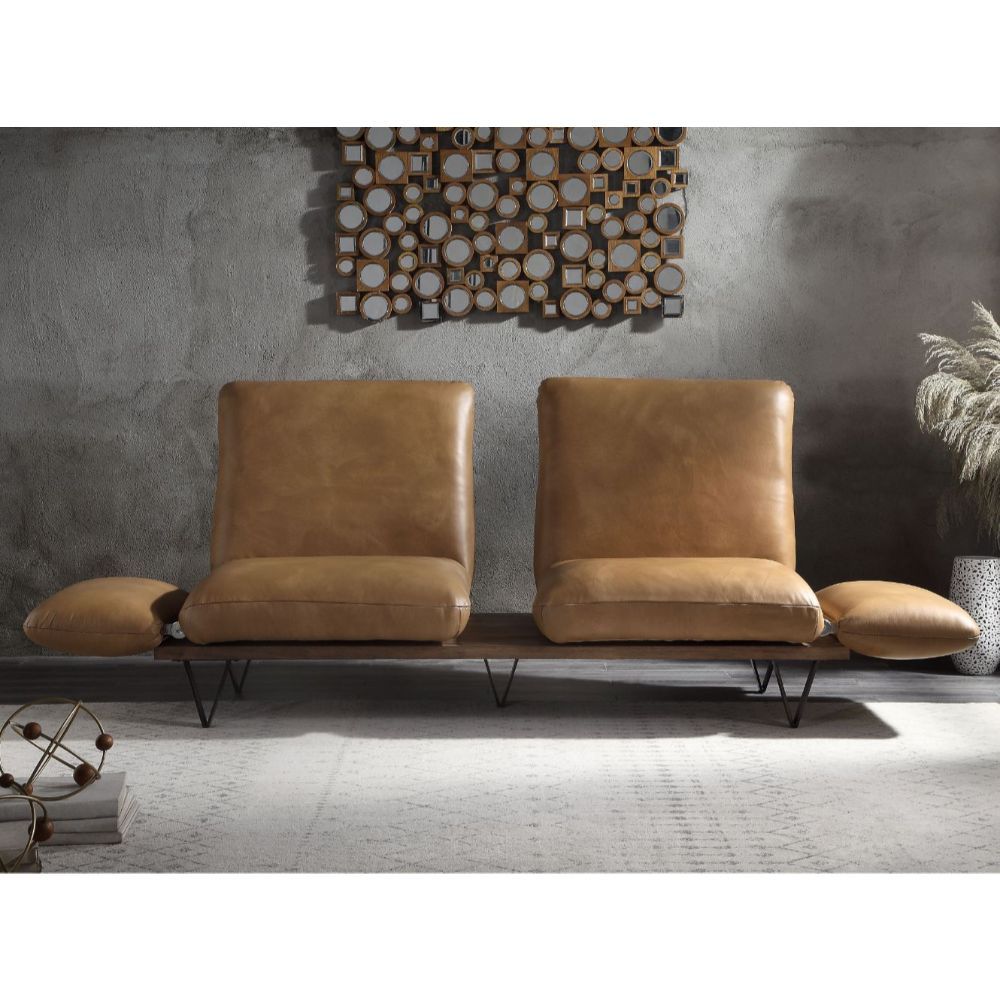 Narech Nutmeg Top Grain Leather Sofa - Swivel Seats