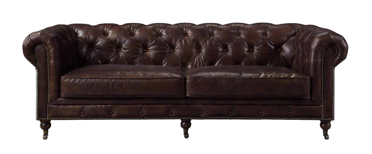 Acme 56590 Aberdeen Vintage Brown Top Grain Leather Sofa
