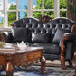 Dresden 58230 Cherry Oak & Black PU Sofa - Traditional Vintage
