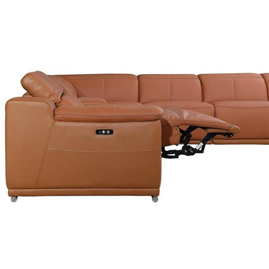 Global 9762 Genoa 6 Pc Power Sectional - Camel