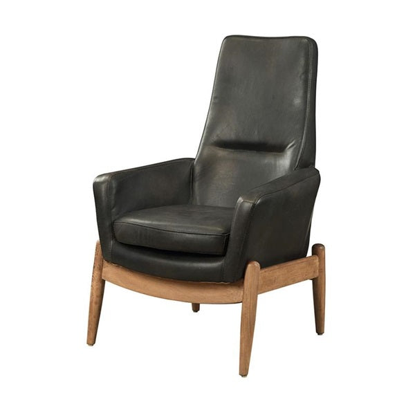 Silla decorativa de cuero de grano superior en color negro Dolphin