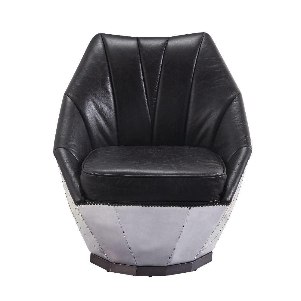 Brancaster Industrial Accent Chair - Aluminum, Top Grain