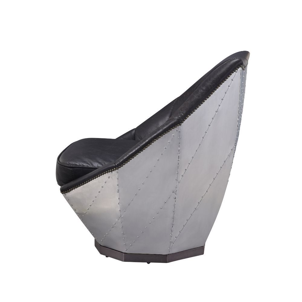 Brancaster Industrial Accent Chair - Aluminum, Top Grain