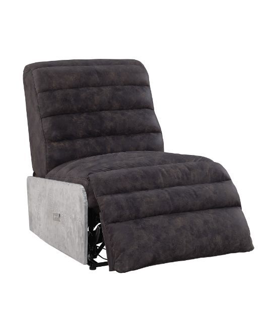 Sillón reclinable eléctrico de cuero gris de grano superior Okzuil