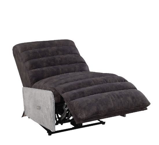 Sillón reclinable eléctrico de cuero gris de grano superior Okzuil