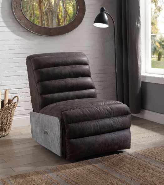 Sillón reclinable eléctrico de cuero gris de grano superior Okzuil