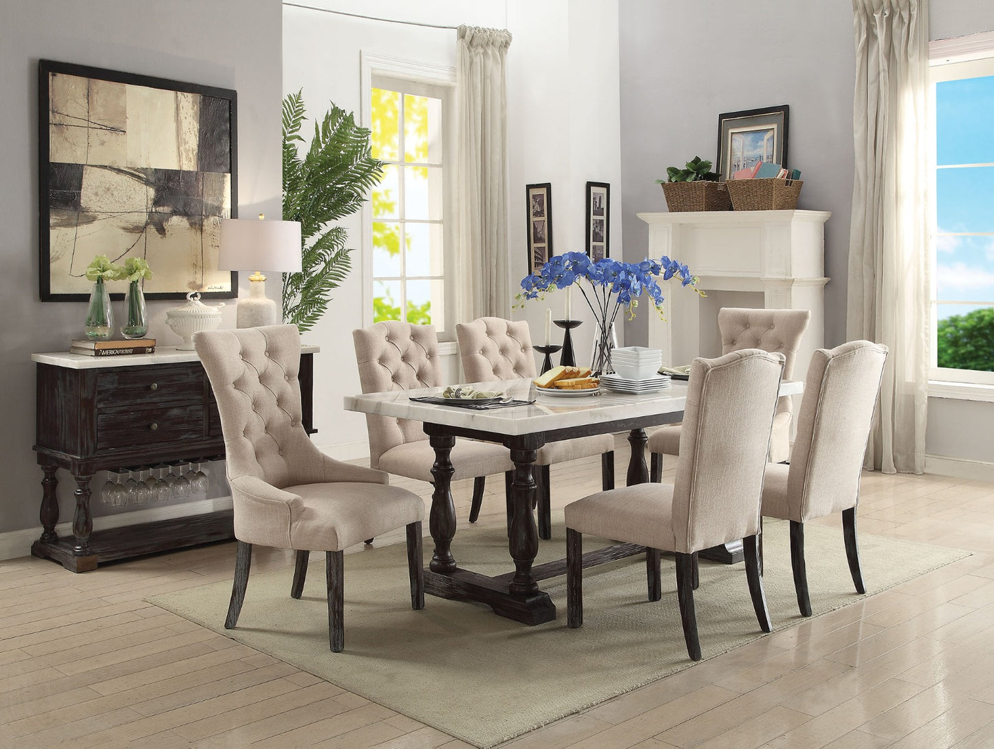 Acme Gerardo White Marble Top Dining Collection