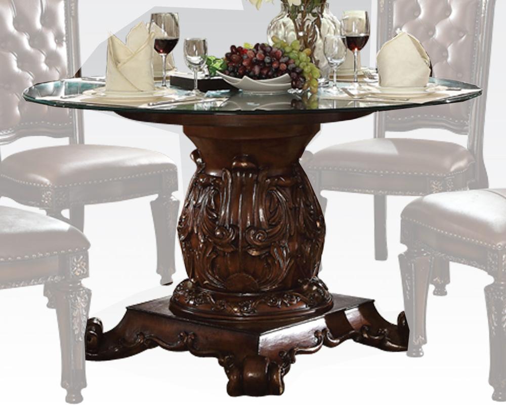 Vendome Round Glass Dining Table Collection - PU Cherry