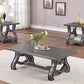 F6391 Poundex 3 Pc Occasional Tables - Hand Crafted Wooden Top