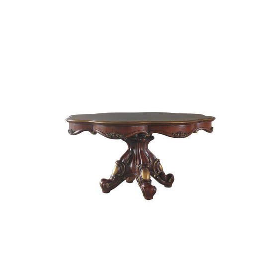 Mesa de comedor redonda Picardy de 5 a 7 piezas, acabado en roble cerezo