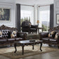 McFerran Home SF2268 Sofá y Loveseat - Cuero marrón oscuro