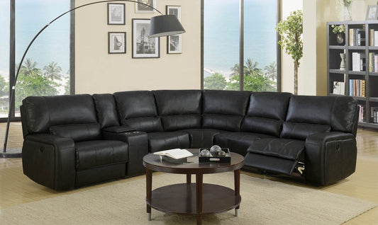 Lucia Leather-Aire Power Motion Sectional - Black or Grey