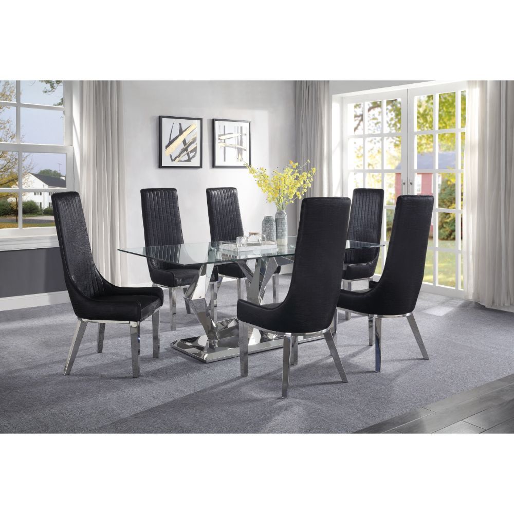 Acme Furniture Gianna 7 Pc Dining Set - Black Chairs