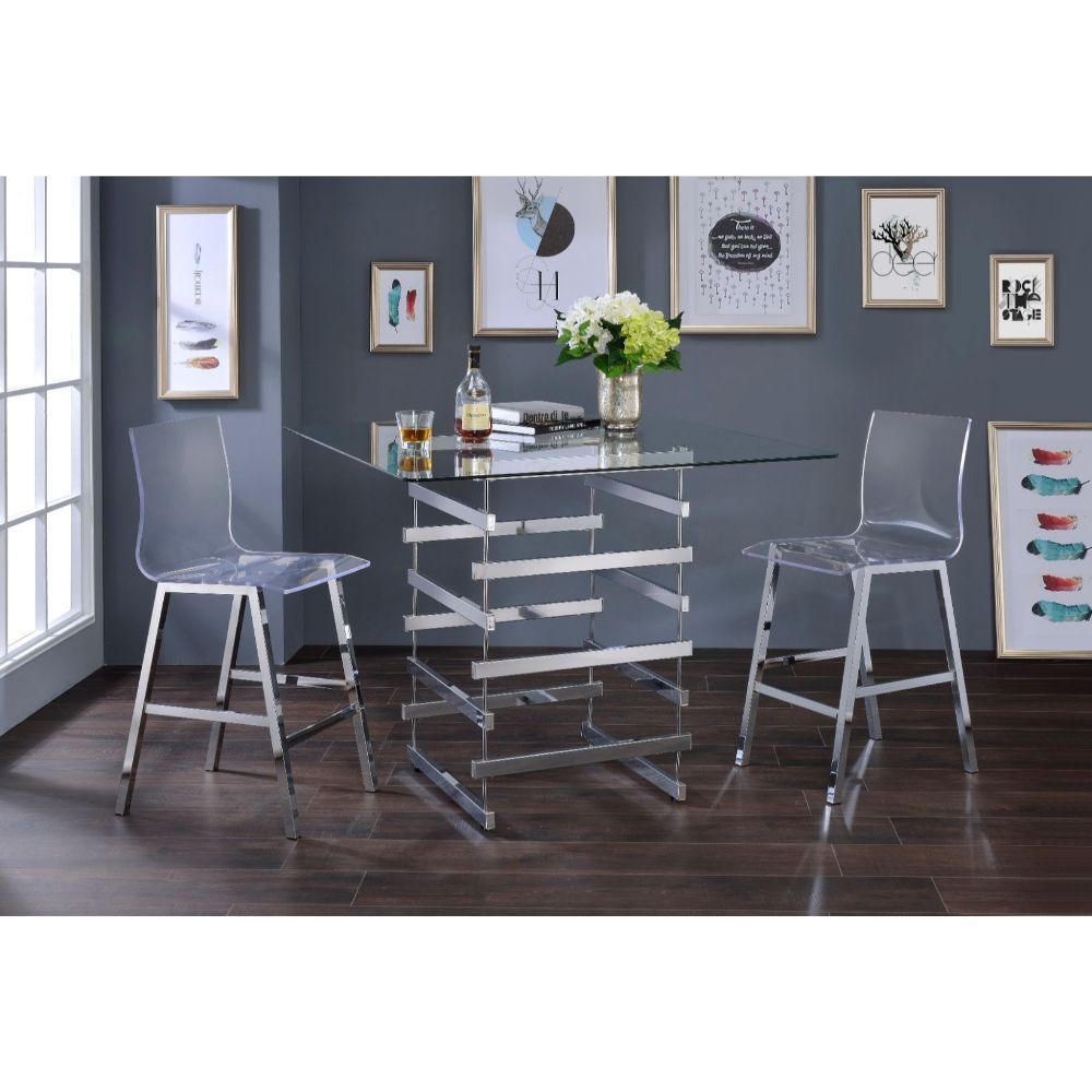 Nadie 5 Pc Dining Collection - Clear Glass & Chrome