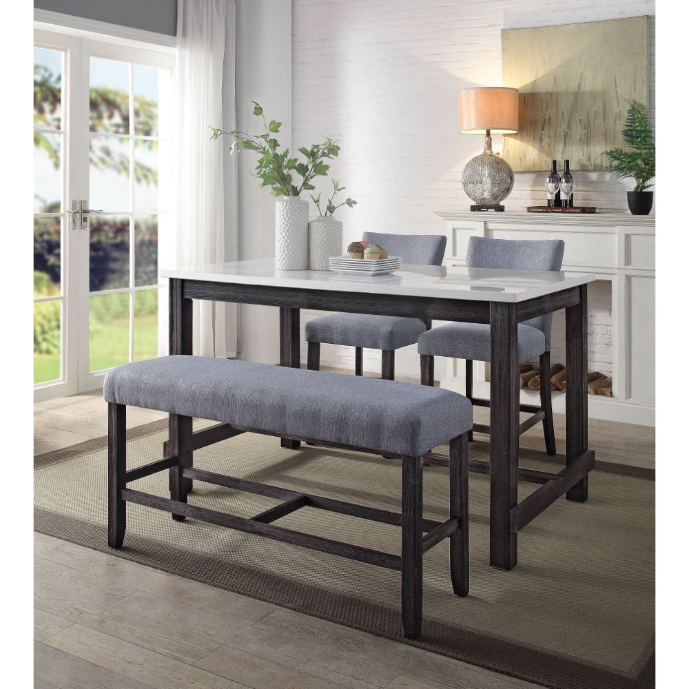 Colección de comedor de 4 piezas Yelena Acme 72940 - Tapa de mármol