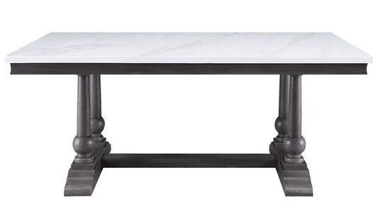 Yabeina Dining Table - Marble Top & Gray Oak Finish