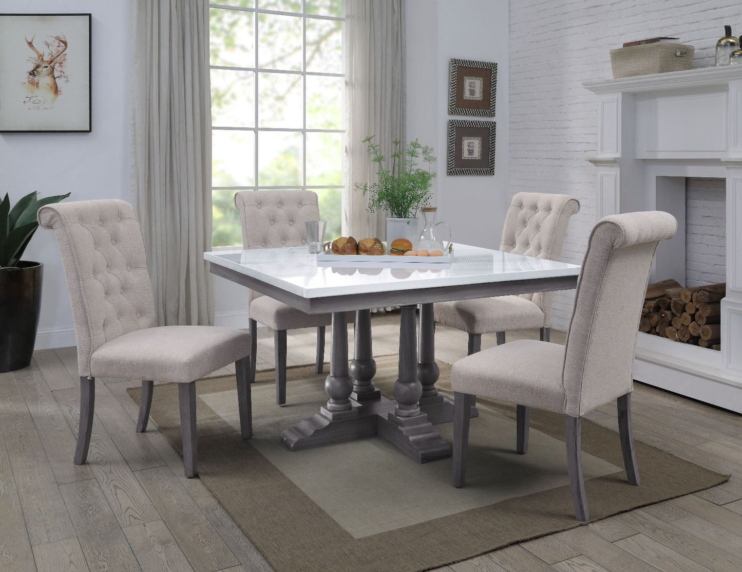 Yabeina Square Marble Top Dining Table Collection