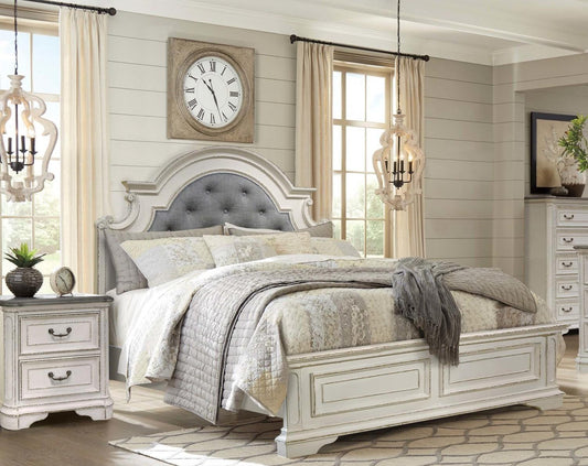 McFerran B738 Bedroom Collection - Distressed Whitewash Finish
